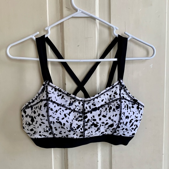 ATHLETA black and white speckled crisscross sports bra - Picture 2 of 14